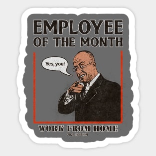 Vintage Employee Of The Month Work From Home 2021, Online Working Shirt 2021 Edition Sticker